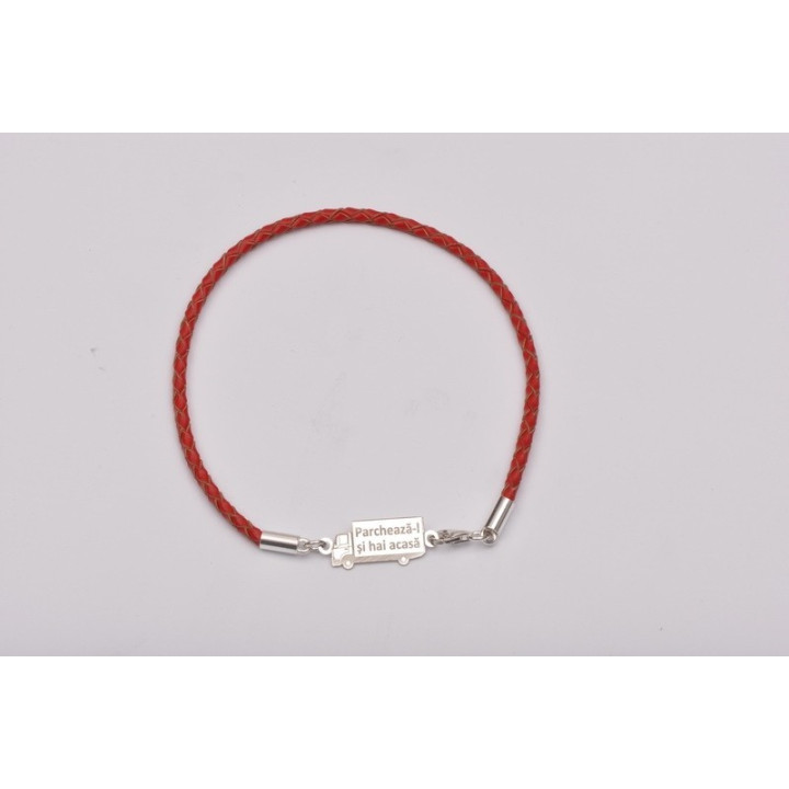 E0163-G-Link TIR decupat din argint 925 25x10mm text gravat "Parcheaza-l si hai acasa" - bijuterii personalizate din argint | si