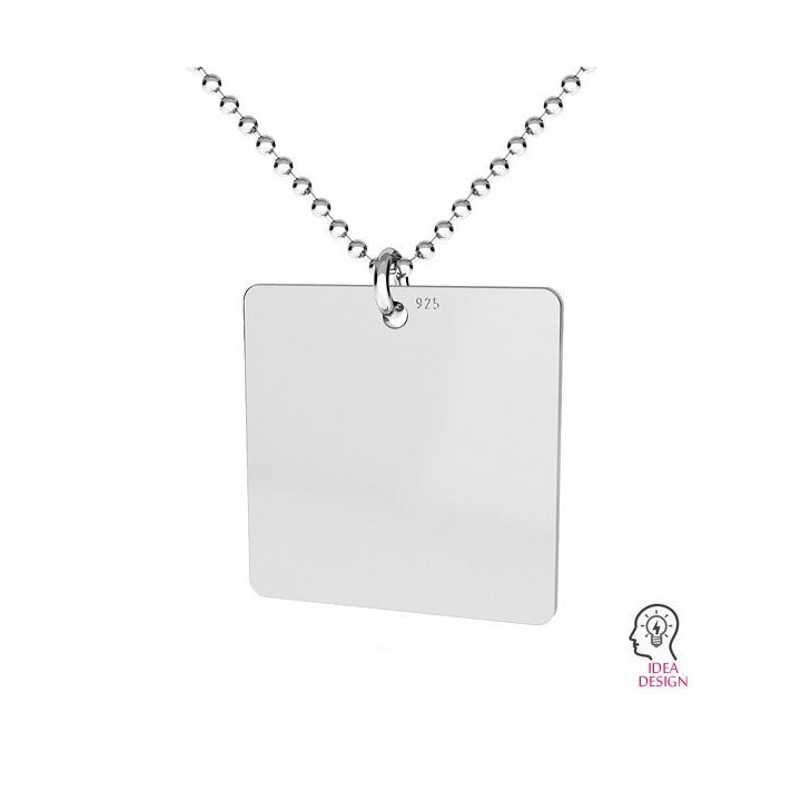 G0417-Charm Patrat argint 925 16MM, 0.50mm grosime