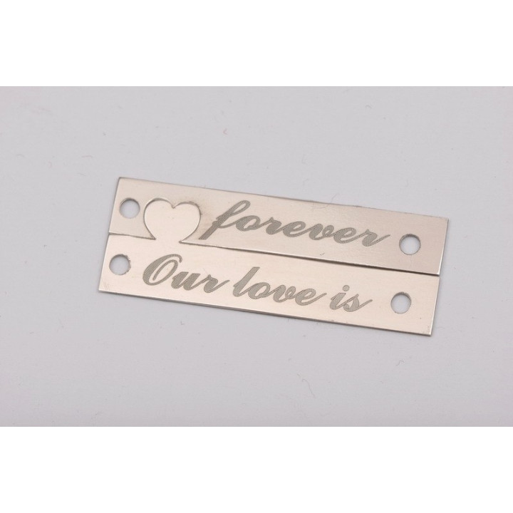 Bratari personalizabile din argint cu inima decupata – set pentru cuplu 35x12mm argint 925 E0166 N