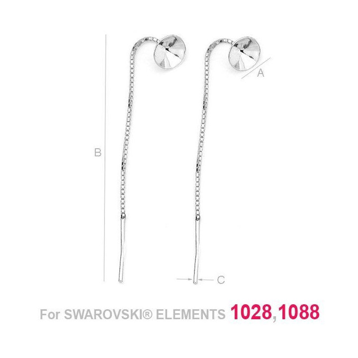 G0285-Cercei lantisor Swarovski Xirius Xilion Chaton 1088 SS39 - bijuterii personalizate din argint | simoshop