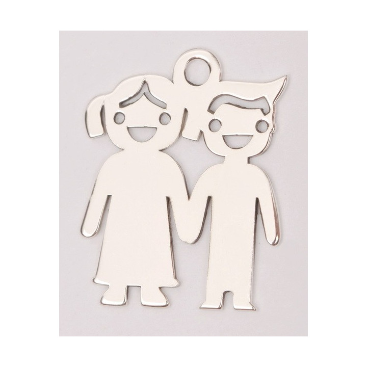 E0173-N-Charm baietel si fetita decupat 20x16mm 1 buc - bijuterii personalizate din argint | simoshop