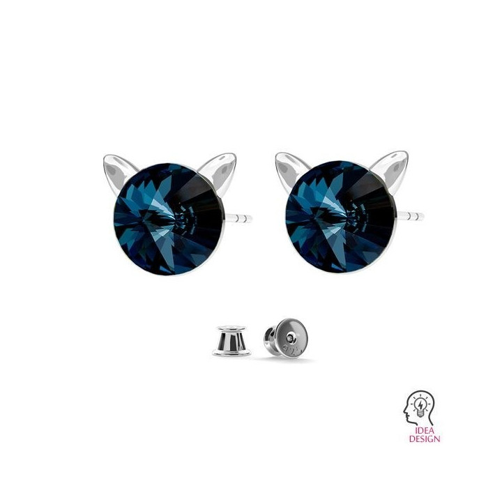G1981-Tija cercei argint 925 Pisica pentru Swarovski Rivoli 1122 SS29 6MM-1buc