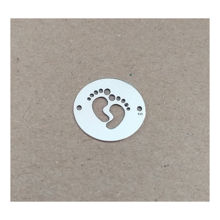 LASER-CUT-001-Link rotund din argint 925 diametru 16.5mm decupat model cu talpite 1 buc