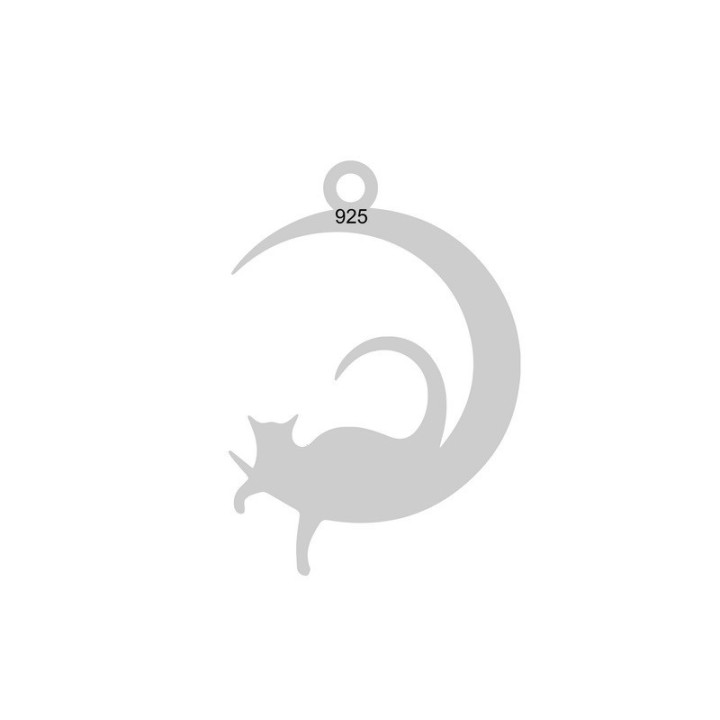 E0021-Mooncat din argint 15mm x14mm  0.5mm 1 buc