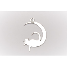 E0021-Mooncat din argint 15mm x14mm  0.5mm 1 buc