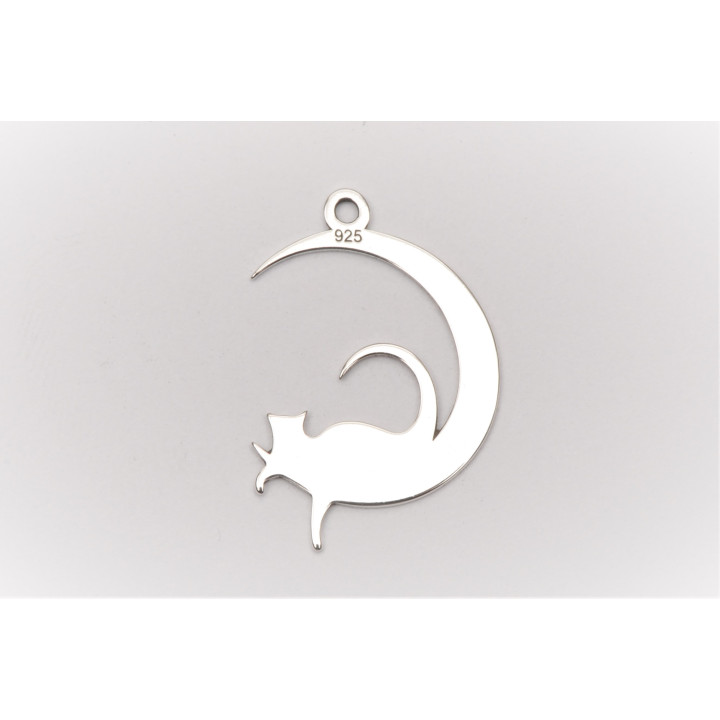 E0021-Mooncat din argint 15mm x14mm  0.5mm 1 buc