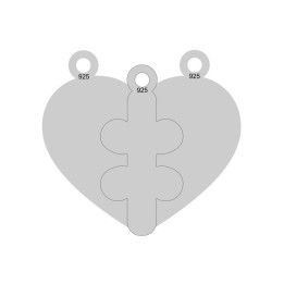 E0052-Inima din argint puzzle din 3 piese 25mm x 23mm 0.5mm