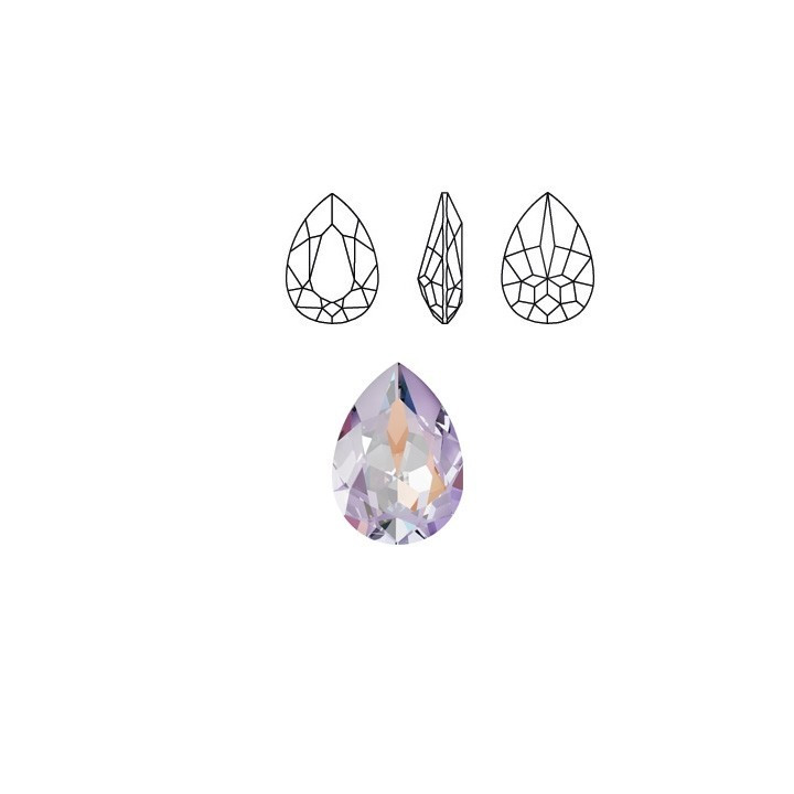P0537-Swarovski Elements 4320 Crystal Lavender DeLite Unfoiled 14x10MM 1 buc
