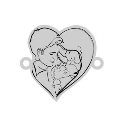 E0058-G-Pandant argint familie cu bebelus 16.5mm x 15mm 0.33mm