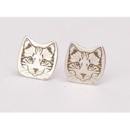 T0004-Pereche de cercei pisicute din argint 925 8x8mm 0.5mm