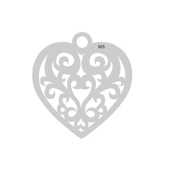 E0100 Charm inimioara din argint 925 filigranata 16.5x15.5mm