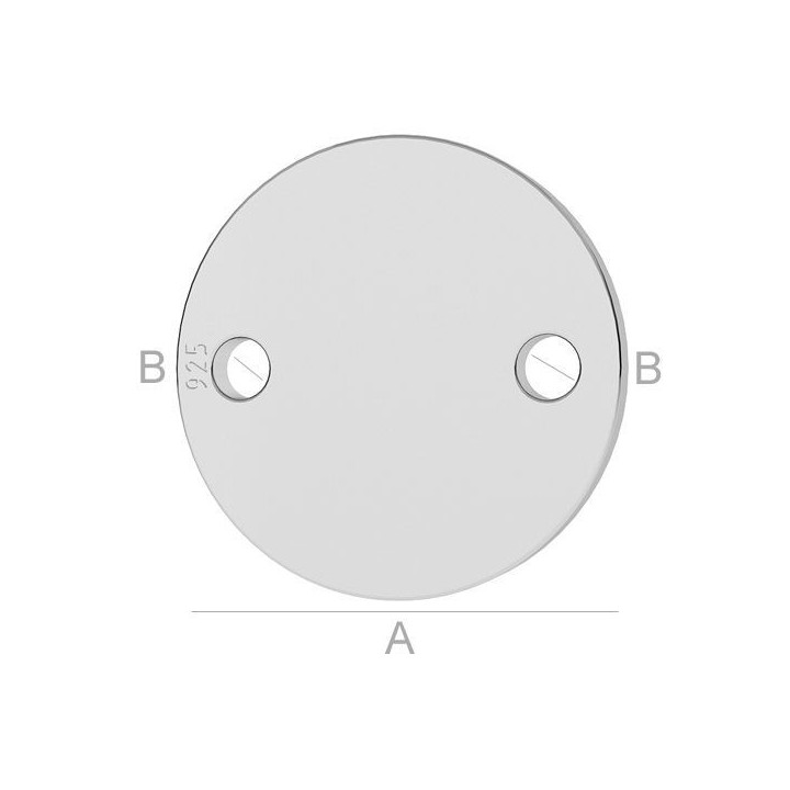 G0525 Link banut argint cu 2 gauri 16.50mm grosime 0.3mm