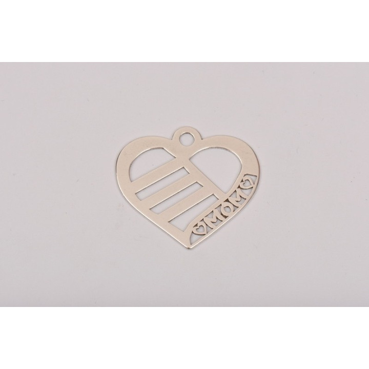 E0122 Charm inimioara "Mom"  25x22mm 0.6mm