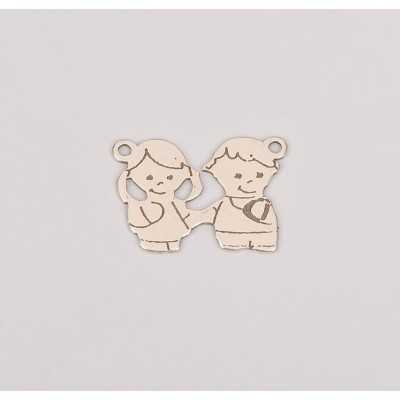 E0187-G-Pandant din argint baietel si fetita 14 x 10 mm 0.5 mm-1 buc