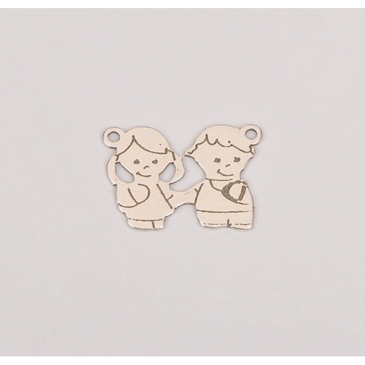 E0187-G-Pandant din argint baietel si fetita 14 x 10 mm 0.5 mm-1 buc