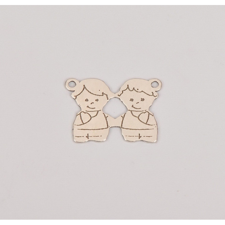 E0188-G-Pandant din argint cu 2 baieti  14 x 10 mm