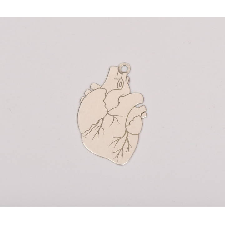 E0190-Charm diagrama inima din argint 925 20x13.5mm 0.4mm grosime