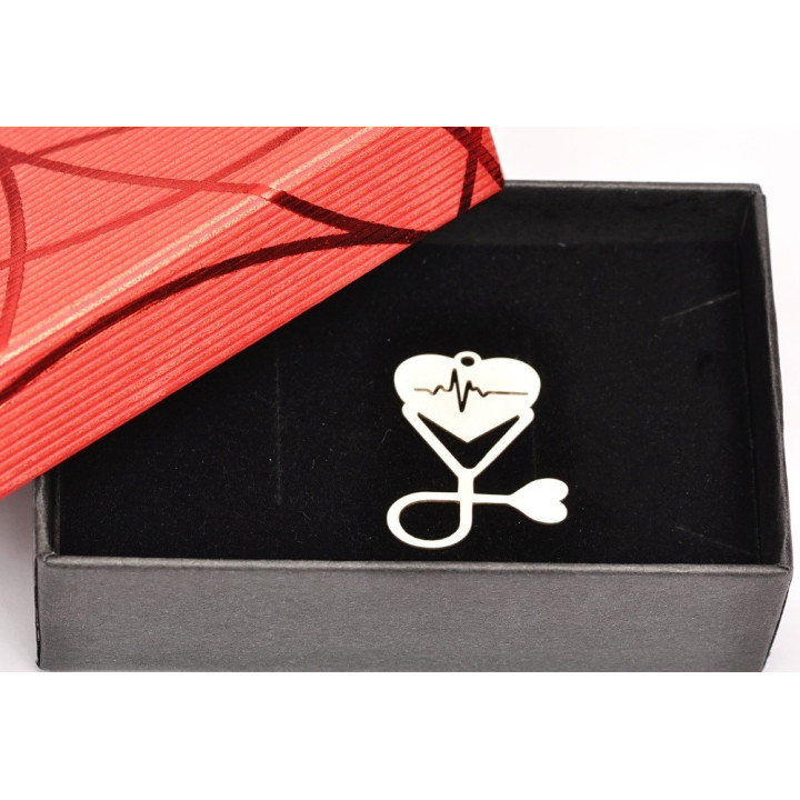E0073-N-Charm inima puls si stetoscop din argint 925- 25x20mm-0.6mm-1buc