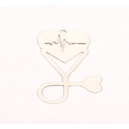 E0073-N-Charm inima puls si stetoscop din argint 925- 25x20mm-0.6mm-1buc