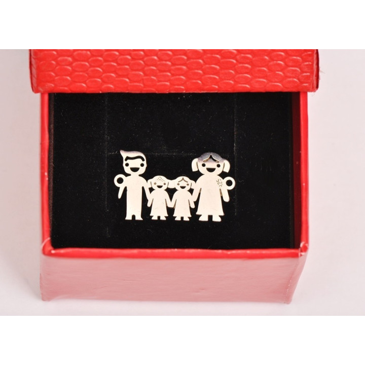 E0201-N-Pandant argint familie cu 2 fetite 23x15 mm-0,5mm -1 buc