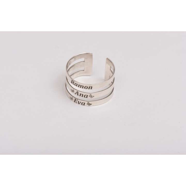 E0115 Inel reglabil personalizabil cu 3 nume latime 12mm