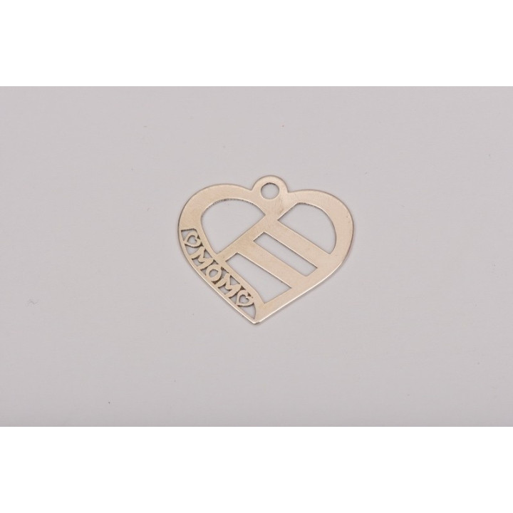 E0122 Charm inimioara "Mom"  25x22mm 0.6mm
