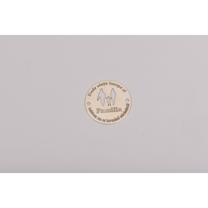 LASER-CUT-017-Link rotund din argint 925 diametru 16.5mm decupat model parinti cu copil si text circular