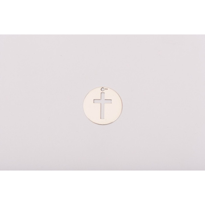 G1966-Charm banut argint 925 cu cruciulita decupta 12MM