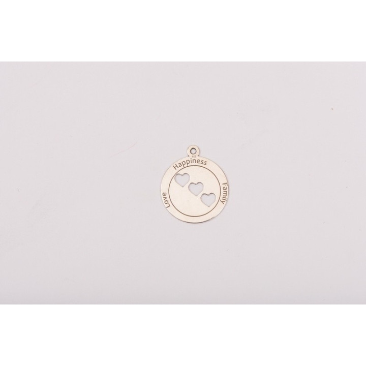 E0014-Charm banut 14.5mmx17mm gravat Hapiness Love Family si 3 inimi decupate