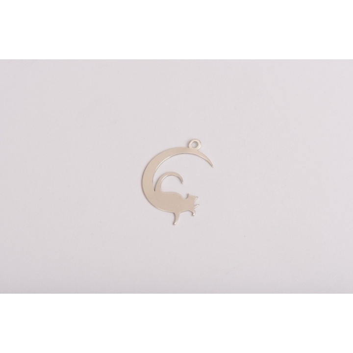 E0021-Mooncat din argint 15mm x14mm  0.5mm 1 buc