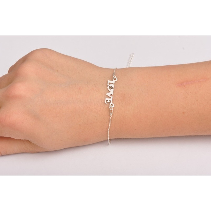 E0028-Link din argint LOVE cu labuta decupata 25x6mm 0.6mm