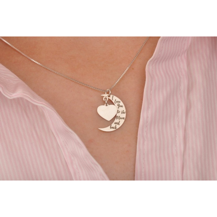 E0026-Semiluna cu inimioara I Love You to the Moon and Back 20mm x 15mm 0.33mm