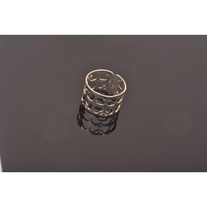 E0238 N Inel reglabil din argint cu inimioare 12mm  0.6mm
