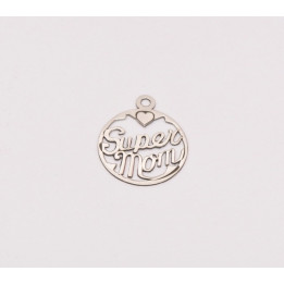 E0246-G-Pandant Super Mom-decupaj  Ag 925 dimensiuni 24x20x0.5mm-1buc