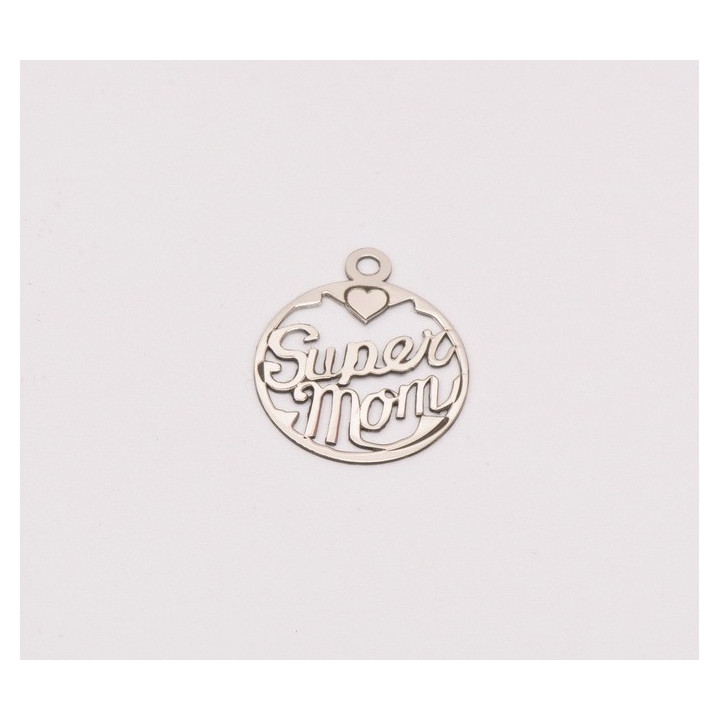 E0246-G-Pandant Super Mom-decupaj  Ag 925 dimensiuni 24x20x0.5mm-1buc