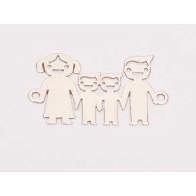 E0252-N-Pandant argint familie cu 2 baietei 26x15x0.5mm -1 buc