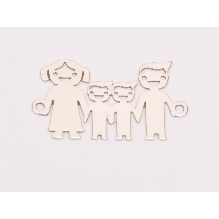 E0252-N-Pandant argint familie cu 2 baietei 26x15x0.5mm -1 buc