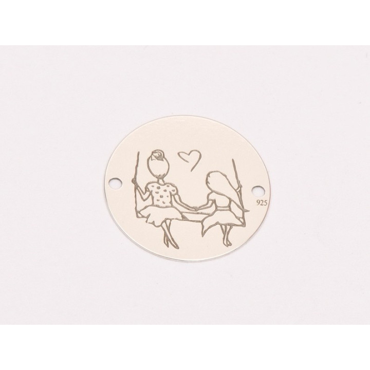E0253-G-Link Mama si fiica Ag 925 diametru 16.5 mm / grosime 0.33 mm-1 buc