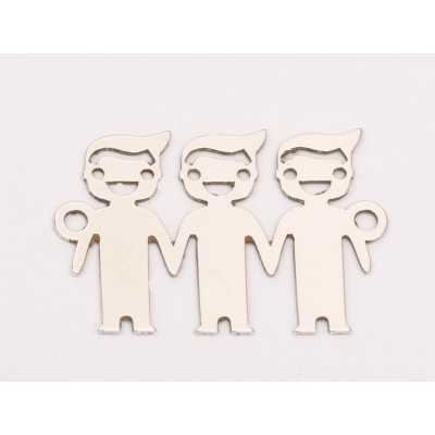 E0254-N-Pandant din argint 3 baietei 22x15x0.5mm -1 buc