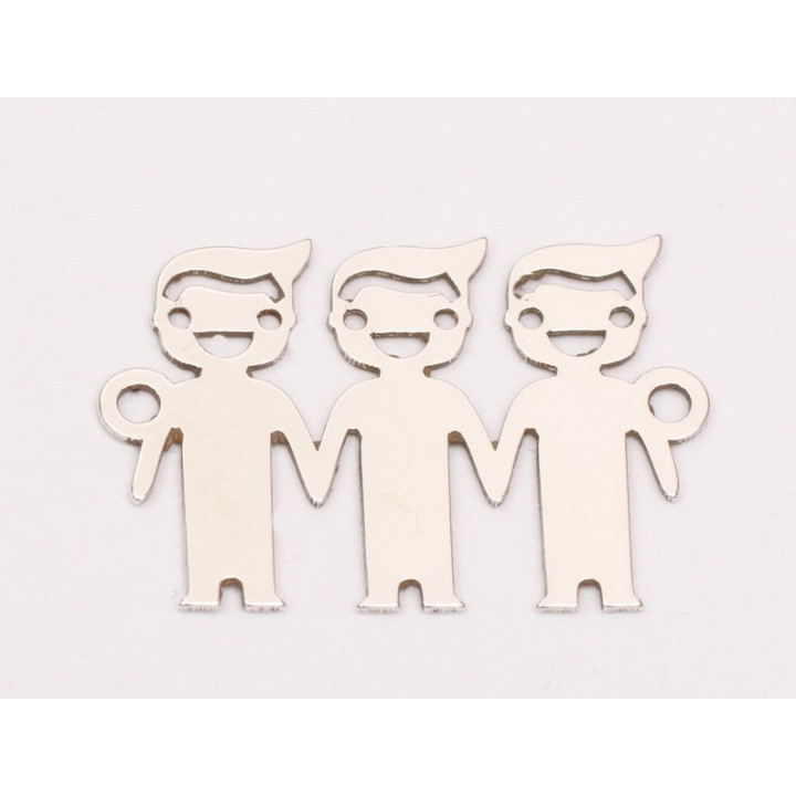 E0254-N-Pandant din argint 3 baietei 22x15x0.5mm -1 buc