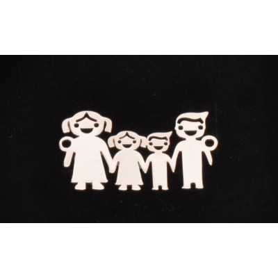 E0259-N-Pandant argint familie cu 2 copii 23x15 mm-0,5mm -1 buc