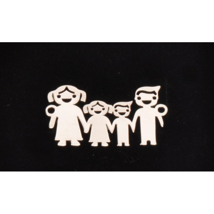 E0259-N-Pandant argint familie cu 2 copii 23x15 mm-0,5mm -1 buc