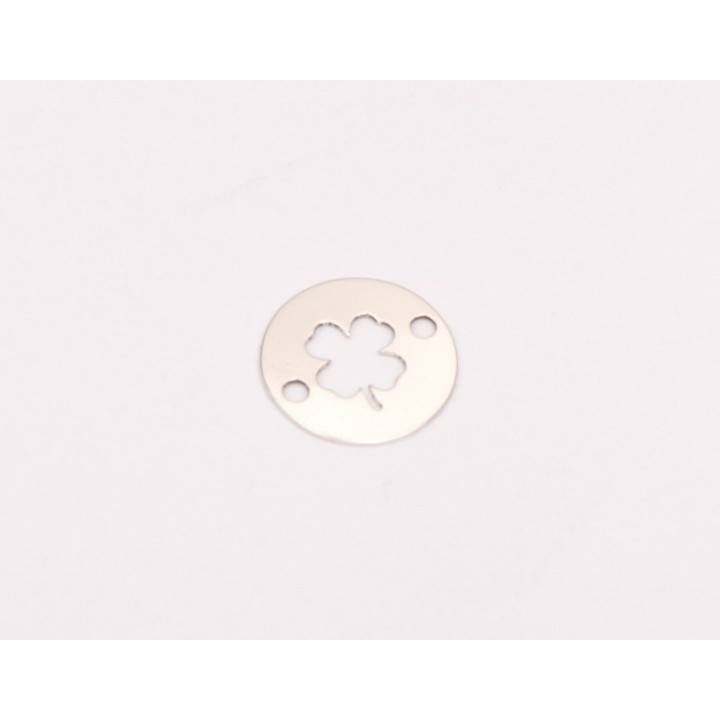 E0269 N Link banut argint 10mm cu trifoi decupat 0.33mm