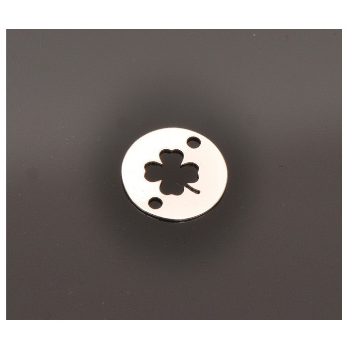 E0269 N Link banut argint 10mm cu trifoi decupat 0.33mm