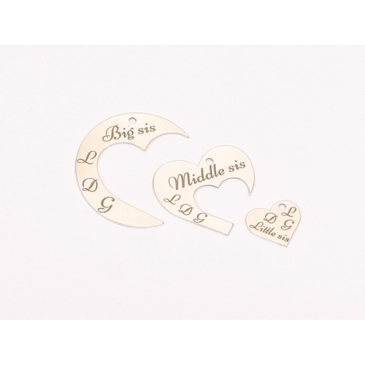 E0279-G-Pandant din Argint 925 puzzle din 3 piese  0.5mm