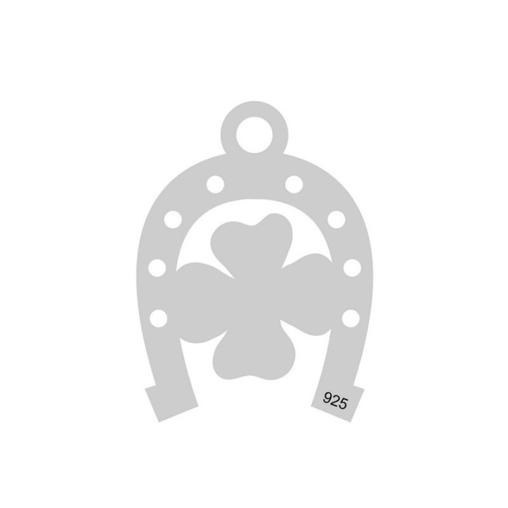 E0349 N Martisor din argint potcoava cu trifoi 14x10mm 0.33mm