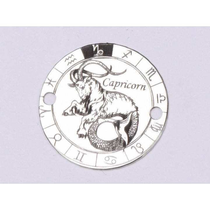 E0359 G Link din argint 925 gravat cu zodia Capricorn 16mm 0.33mm