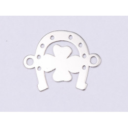 E0369 N LInk martisor din argint potcoava cu trifoi 12x12mm 0.33mm