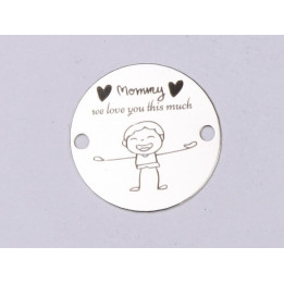 E0387 G Link din argint Mommy I love you this much  16.5mm 0.33mm