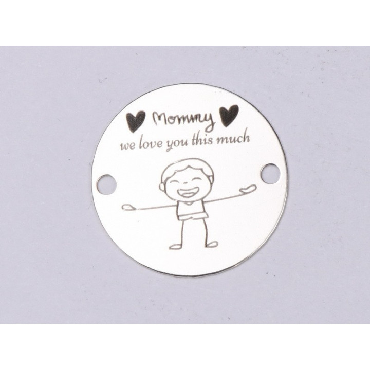 E0387 G Link din argint Mommy I love you this much  16.5mm 0.33mm